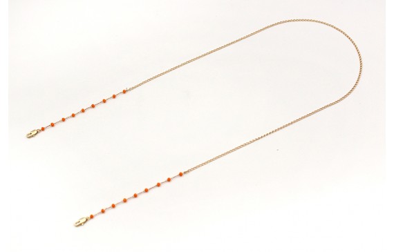 Cuelga mascarilla de cadena bolas facetadas naranj