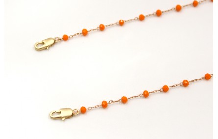 Cuelga mascarilla de cadena bolas facetadas naranj