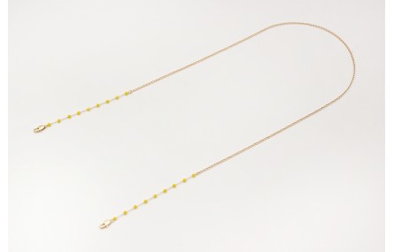 Cuelga mascarilla de cadena bolas facetadas amaril