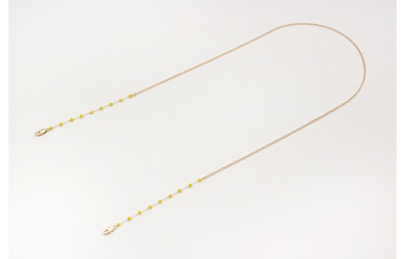 Cuelga mascarilla de cadena bolas facetadas amaril