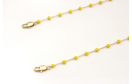 Cuelga mascarilla de cadena bolas facetadas amaril