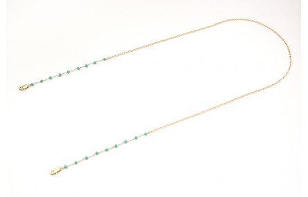 Cuelga mascarilla de cadena bolas facetadas turque