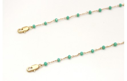 Cuelga mascarilla de cadena bolas facetadas turque