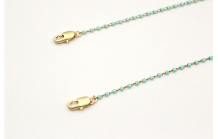 Cuelga mascarilla cadena con miyuki menta. Largo 6