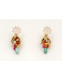 Pendientes con perno de brillo blanco opal con ram