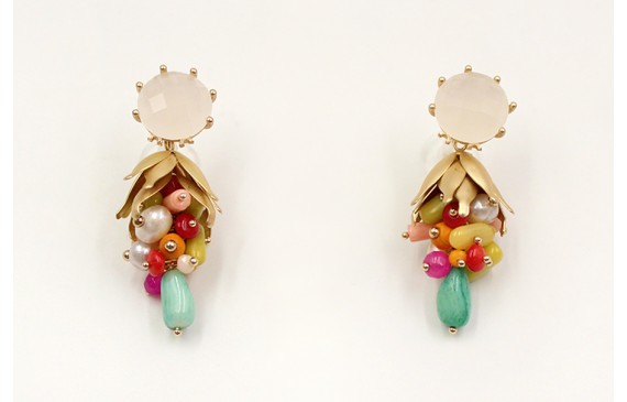 Pendientes con perno de brillo blanco opal con ram