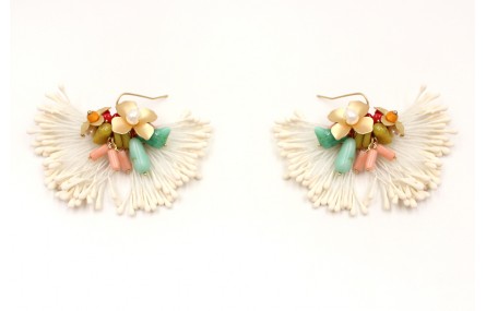 Pendientes con flecos estambres blancos y semiprec