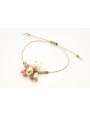 Pulsera hilo macrame dorado con semipreciosas rosa
