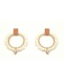 Pendientes aro grande cosido hilo macrame oro con 
