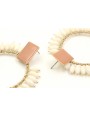 Pendientes aro grande cosido hilo macrame oro con 