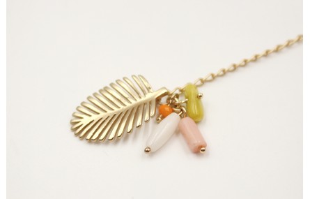 Pulsera cadena de eslabon con palmera y semiprecio