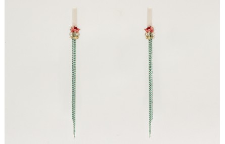 Pendientes listón nacar con colgante cadena de mui