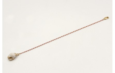 Pulsera cadena de miyuki rosa rematada con caracol