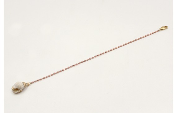 Pulsera cadena de miyuki rosa rematada con caracol