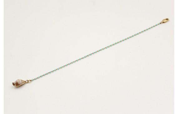 Pulsera cadena de miyuki turquesa rematada con car