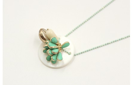 Gargantilla cadena de bolas esmaltadas en turquesa