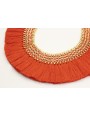 Collar babero con flecos naranjas con entrepieza d