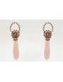 Pendientes lagrima rosa perno esmaltes granates, c