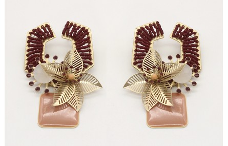 Pendientes miyuki granate con brillo blanco opal, 