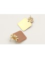 Pendientes perno flor oro mate y cuadrado esmaltad