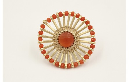 Anillo roseton con facetadas naranjas y listones e