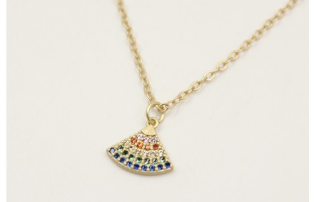 Solitario con abanico de microbrillos y cadena de 