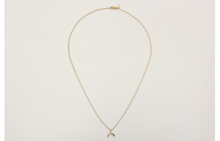 Solitario con semicirculo de microbrillos y cadena