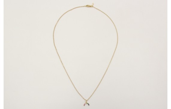 Solitario con semicirculo de microbrillos y cadena