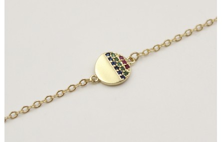 Pulsera disco de microbillos y cadena de eslabón p