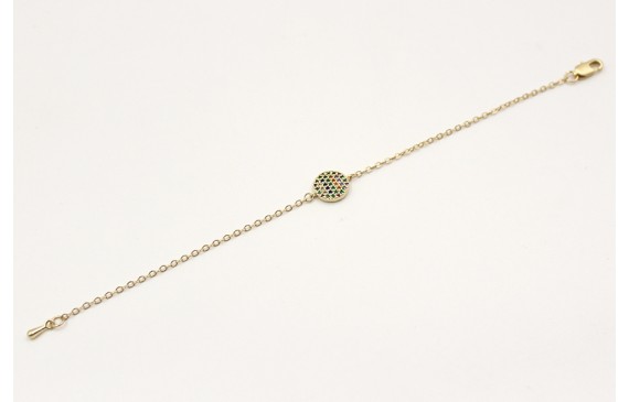 Pulsera disco entero de microbillos y cadena de es