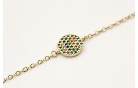 Pulsera disco entero de microbillos y cadena de es