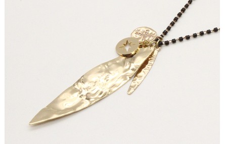 Colgante con cadena de miyuki negro con colgantes 