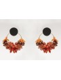 Pendientes aro con corales y perno en color negro 
