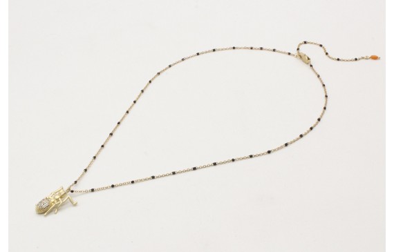 Solitario cadena bolita negra esmaltada y araña br