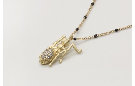 Solitario cadena bolita negra esmaltada y araña br