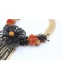 Collar flores negras,burruños de corales y flecos 