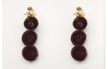 Pendientes con tres bolas rizadas esmaltadas en gr