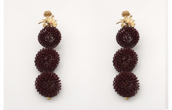 Pendientes con tres bolas rizadas esmaltadas en gr