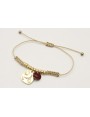 Pulsera macrame oro palido con bolas oro mate y co