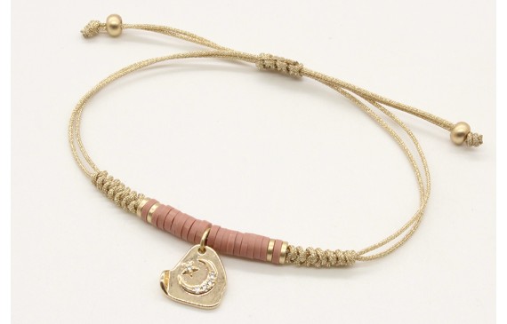 Pulsera nudo serpiente oro palido con lentejuelas 