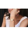 Pulsera hilo macrame oro palido con ruedas estriad