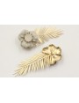Pendientes hoja palmera en oro mate con flores esm