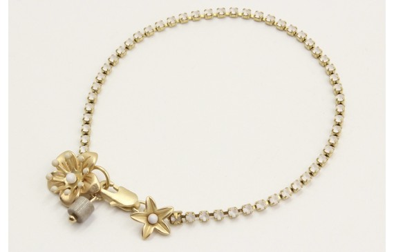 Pulsera cadena de strass color cristal opal con fl