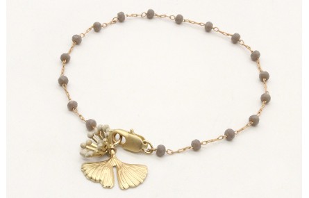 Pulsera cadena de facetadas grises rematada con gi