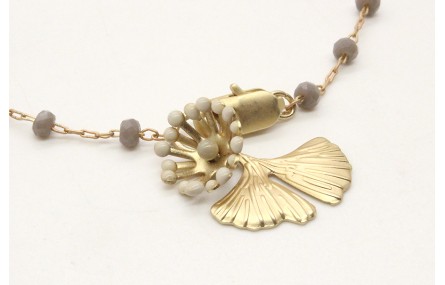 Pulsera cadena de facetadas grises rematada con gi