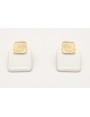 Pendientes cuadrado esmaltado blanco con perno cua
