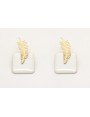 Pendientes cuadrado esmaltado blanco con perno hoj
