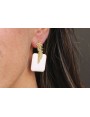 Pendientes cuadrado esmaltado blanco con perno hoj