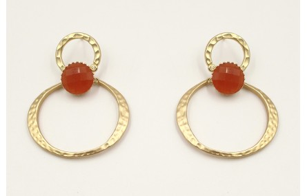 Pendientes herradura oro mate con brillo opal nara