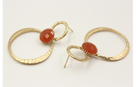 Pendientes herradura oro mate con brillo opal nara